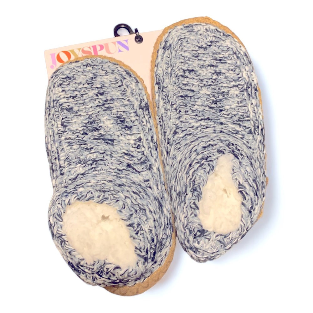 Joyspun Knit Slipper Socks Faux Fur. Shoe Size 5.5-7.5 NWT